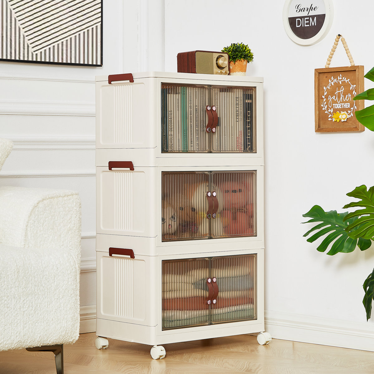 3 - Piece Stackable Storage Bins with Lid 3 Tier